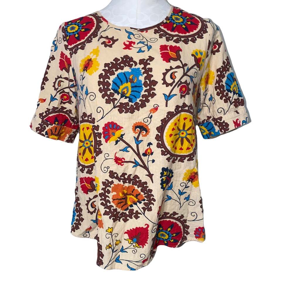 Emery Rose Vintage shirt Floral Print Shirt Pullover Size Large L-26", bust 20"